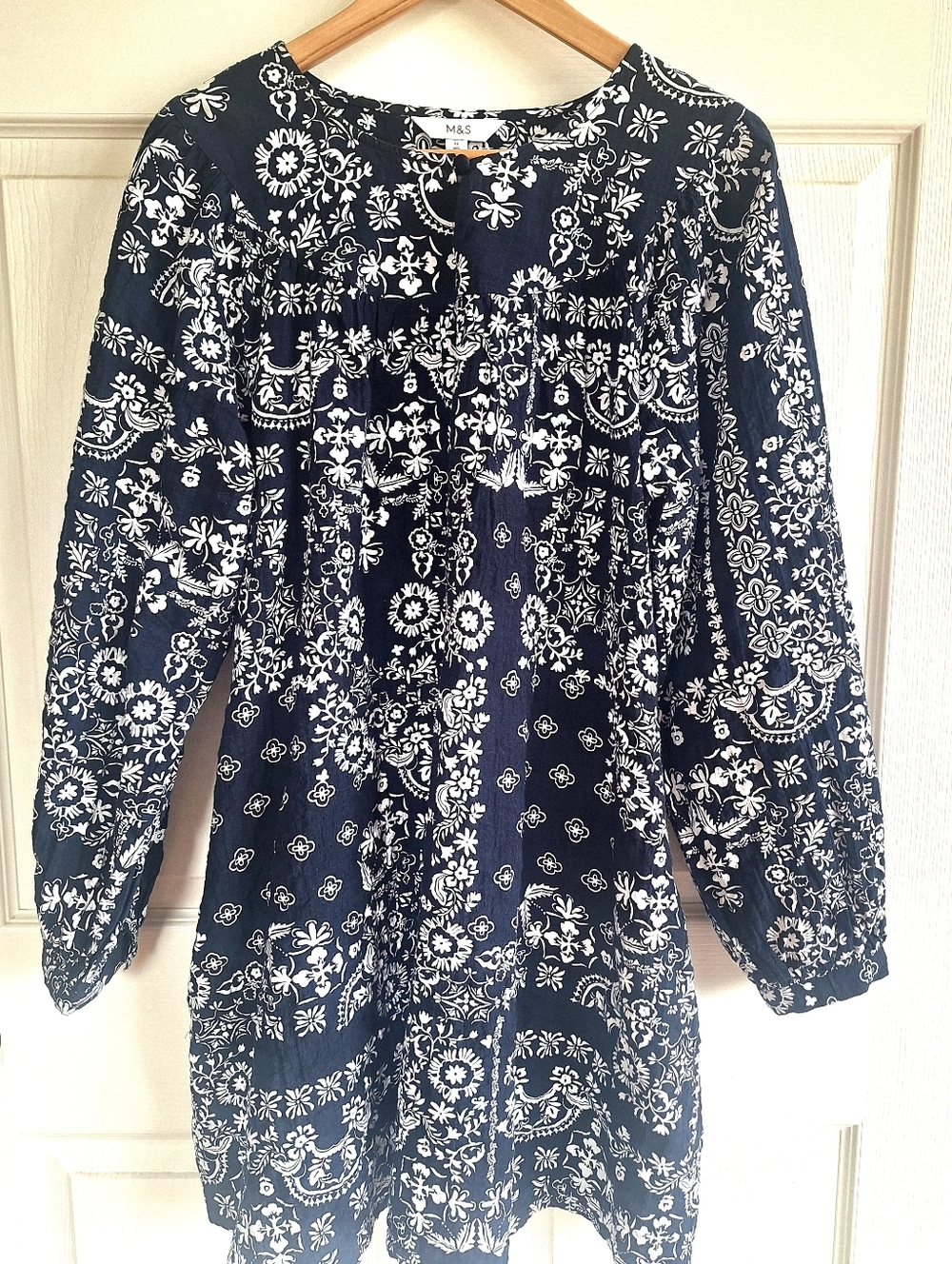 M&S Size 12 Navy Blue Floral Print Tunic
